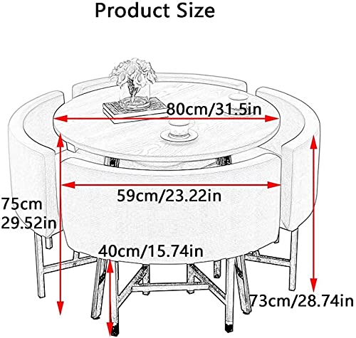 【Furniture】Kitchen Dining Table Set Round Dining Table Set for Home, Home Furniture Set 1 Table 4 Chairs