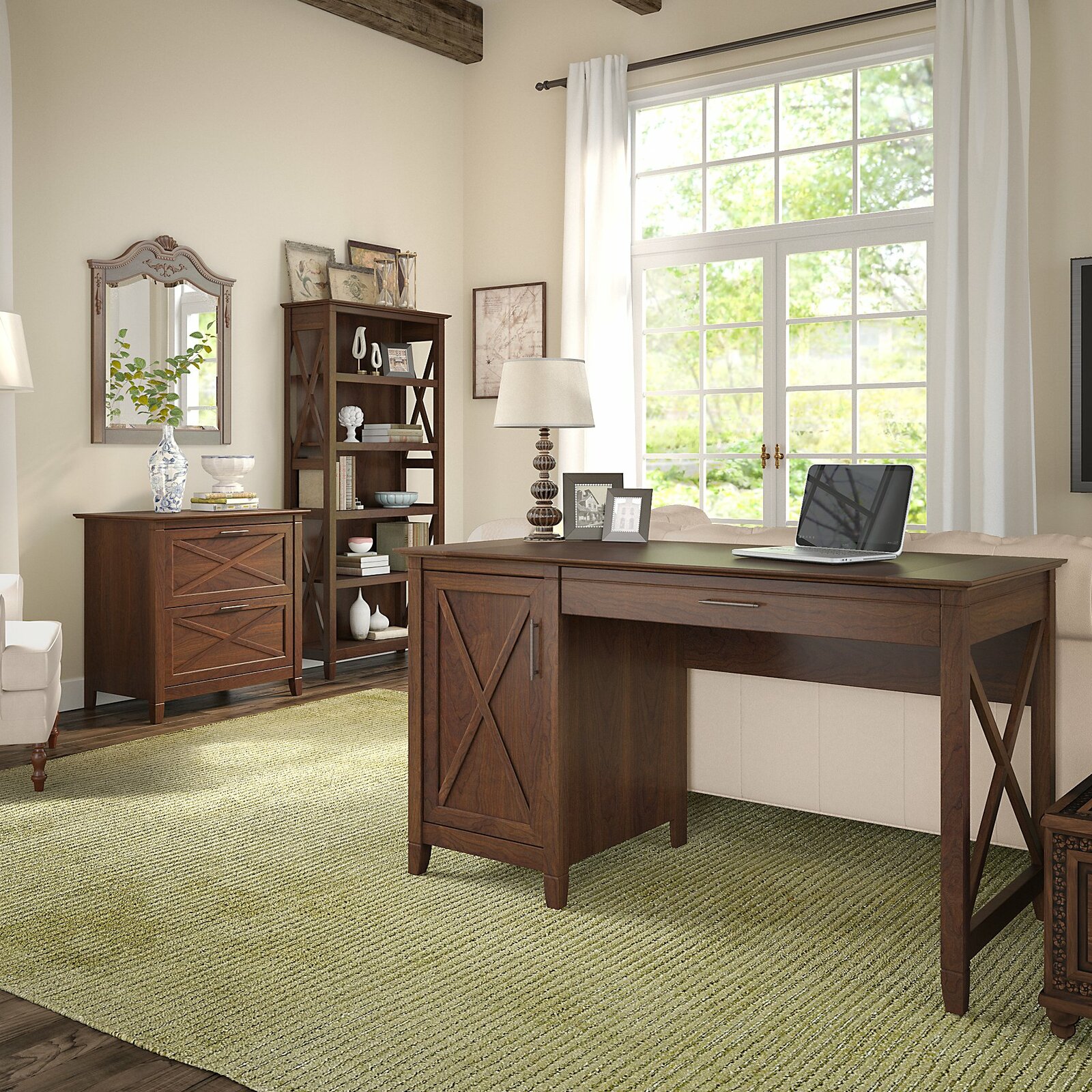 【Furniture】Veda 3 Piece Rectangular Computer Desk Office Set