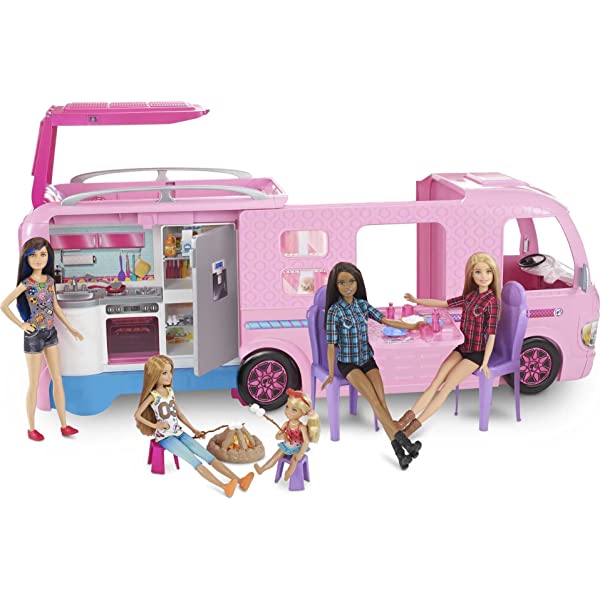 Barbie Camper Pops Out into Play Set with Pool! [Amazon Exclusive] Standard Packaging