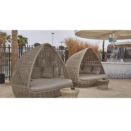 【Home&Garden】Outdoor leisure bed beach bed rattan bed sofa birdcage garden rattan chair indoor furniture rattan bed round bed recliner