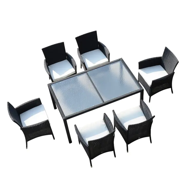 【Furniture】Outsunny 7pcs Outdoor Rattan Dining Set Wicker Furniture