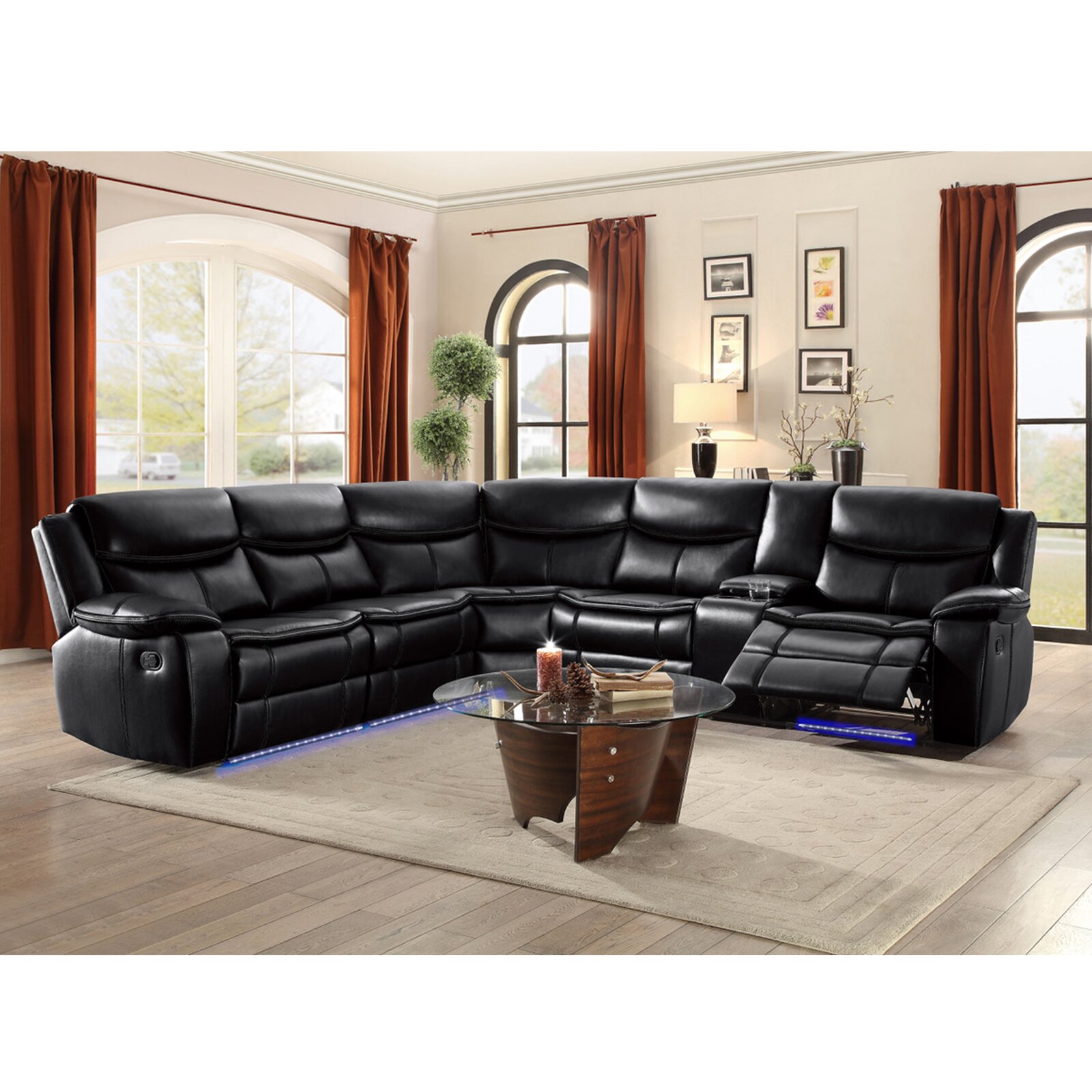 【Furniture】Mirabel 3 - Piece Vegan Leather Sectional