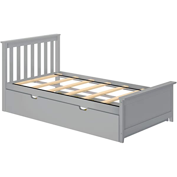 Max & Lily Twin Bed with Trundle, White White Bed with Trundle