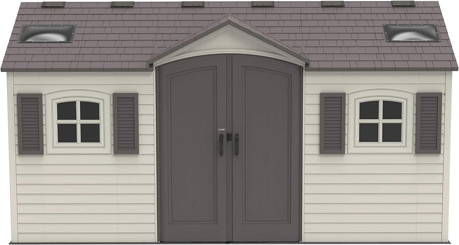 Lifetime 60079 Outdoor Storage Shed, Desert Sand, 15 x 8 ft - Double Door