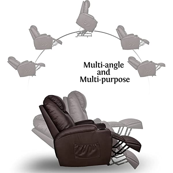 JOVNO Power Lift Recliner Chair Single Living Room Sofa with Massage,Home Theater Seating with Heat and Vibration Sofa Back and Detachable Armrest (Brown)