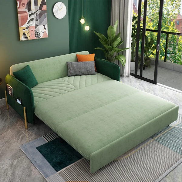 King Sleeper Sofa Green Upholstered Convertible Sofa