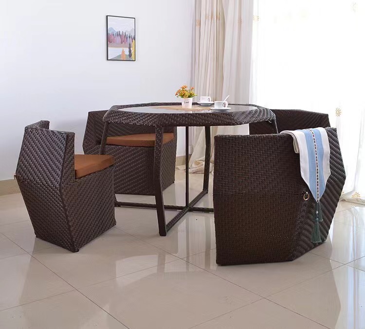 【Furniture】Five-piece Set of Outdoor Rattan Creative Furniture Rattan Chair Leisure Table