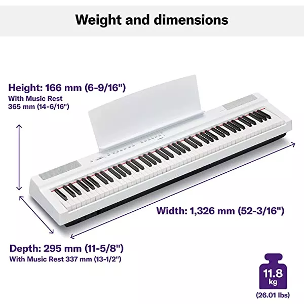 YAMAHA P125 88-Key Weighted Action Digital Piano with Power Supply and Sustain Pedal