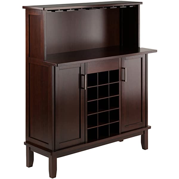 Winsome Beynac Bar Cappuccino Wine Cabinet