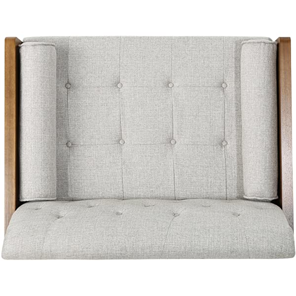 Christopher Knight Home Greta Mid Century Modern Fabric Club Chair, Beige, Dark Walnut