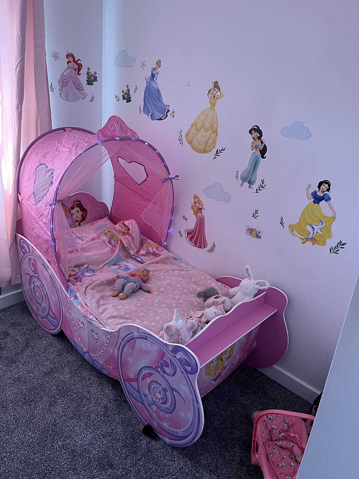 【Furniture】Princess Carriage Kids Toddler Bed by HelloHome, Pink, 160x87.5x136 cm