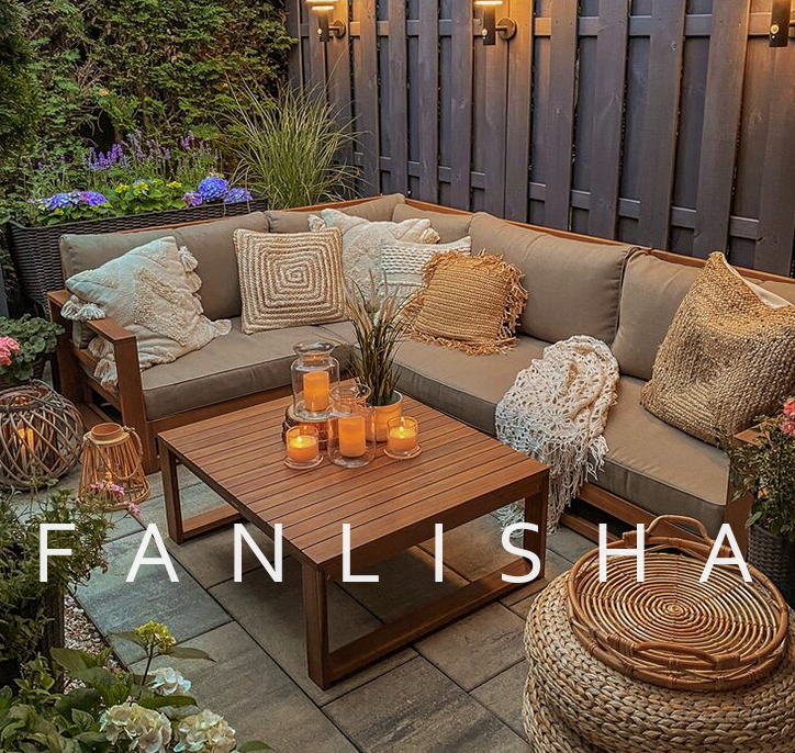 Garden corner sofa, coffee table & furniture cover