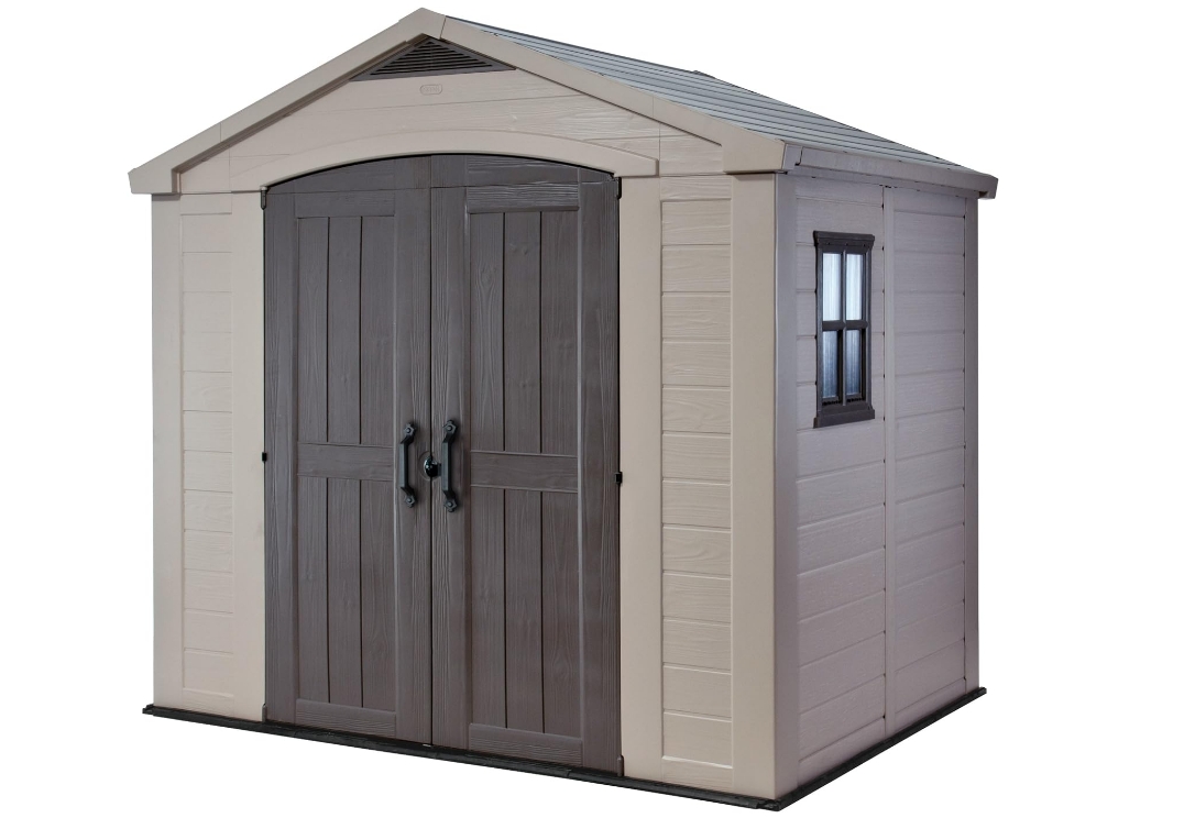 Keter Factor 8 x 6 ft Outdoor Storage Shed, Beige/Brown