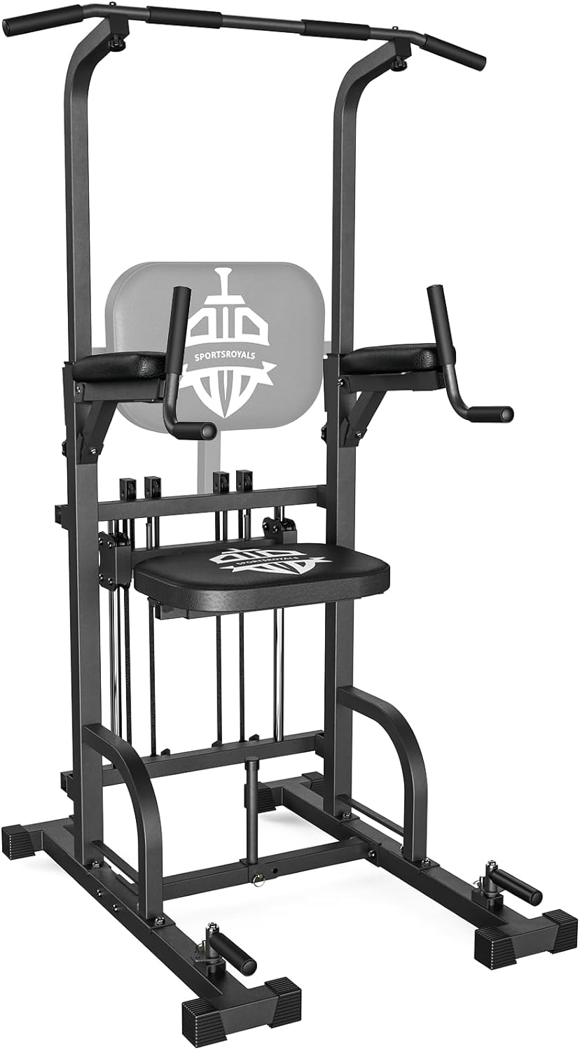 Sportsroyals Power Tower Dip Station Pull Up Bar for Home Gym Strength Training Workout Equipment, 450LBS.
