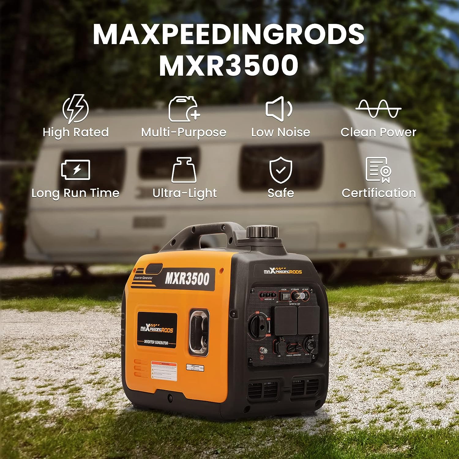 maXpeedingrods 3300W Portable Inverter Generator Gasoline Silent Pure Sine Wave Generator